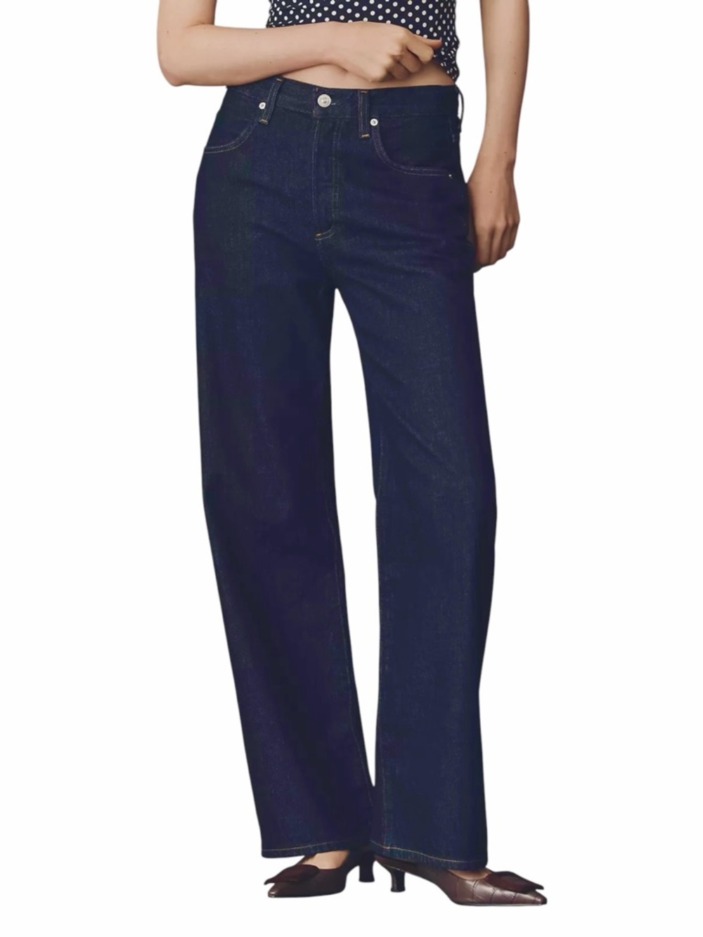 Citizens of Humanity Annina High-Rise Wide-Leg Jeans Dark Blue Denim Sz 27